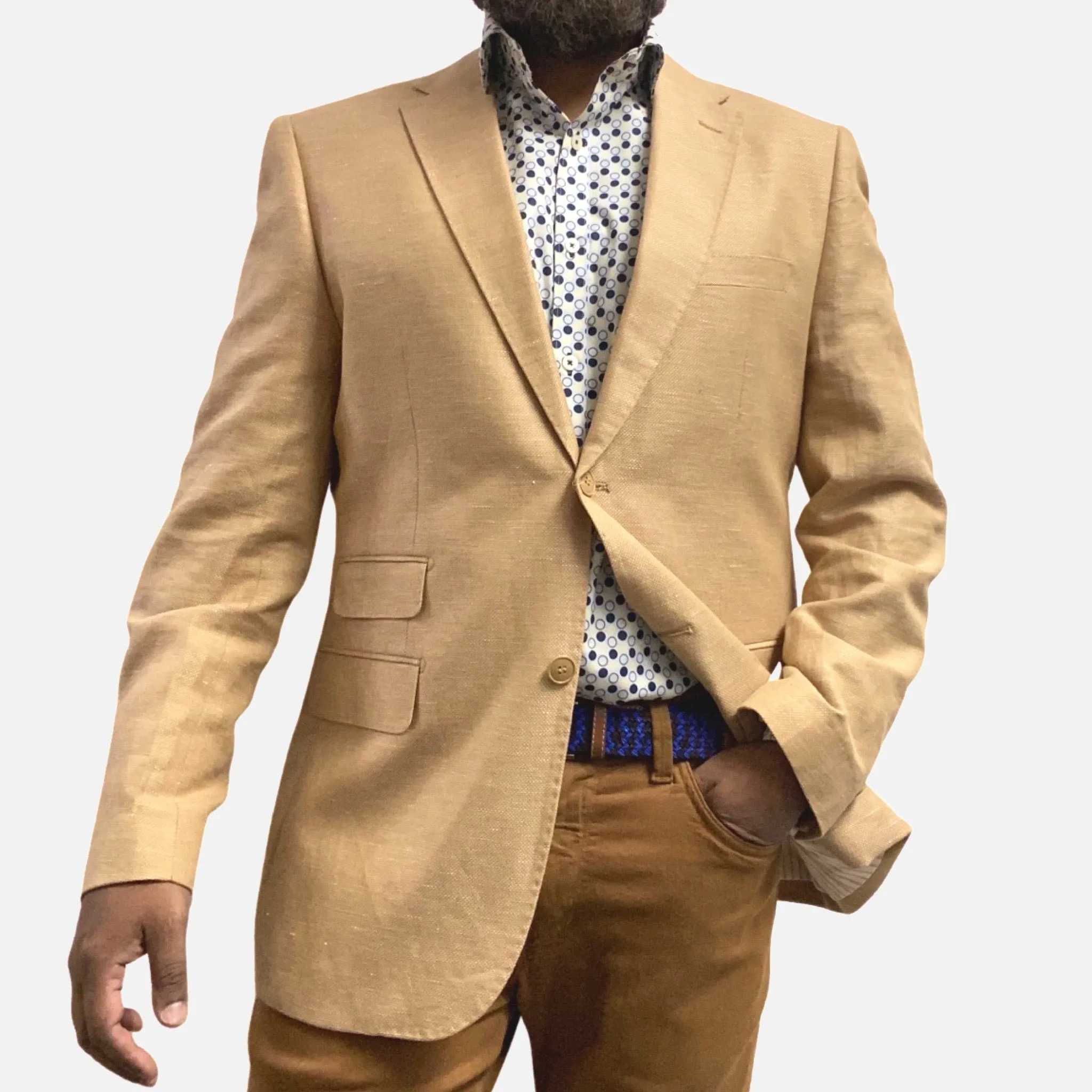 100% Linen Blazer For Men | Khaki | 42R