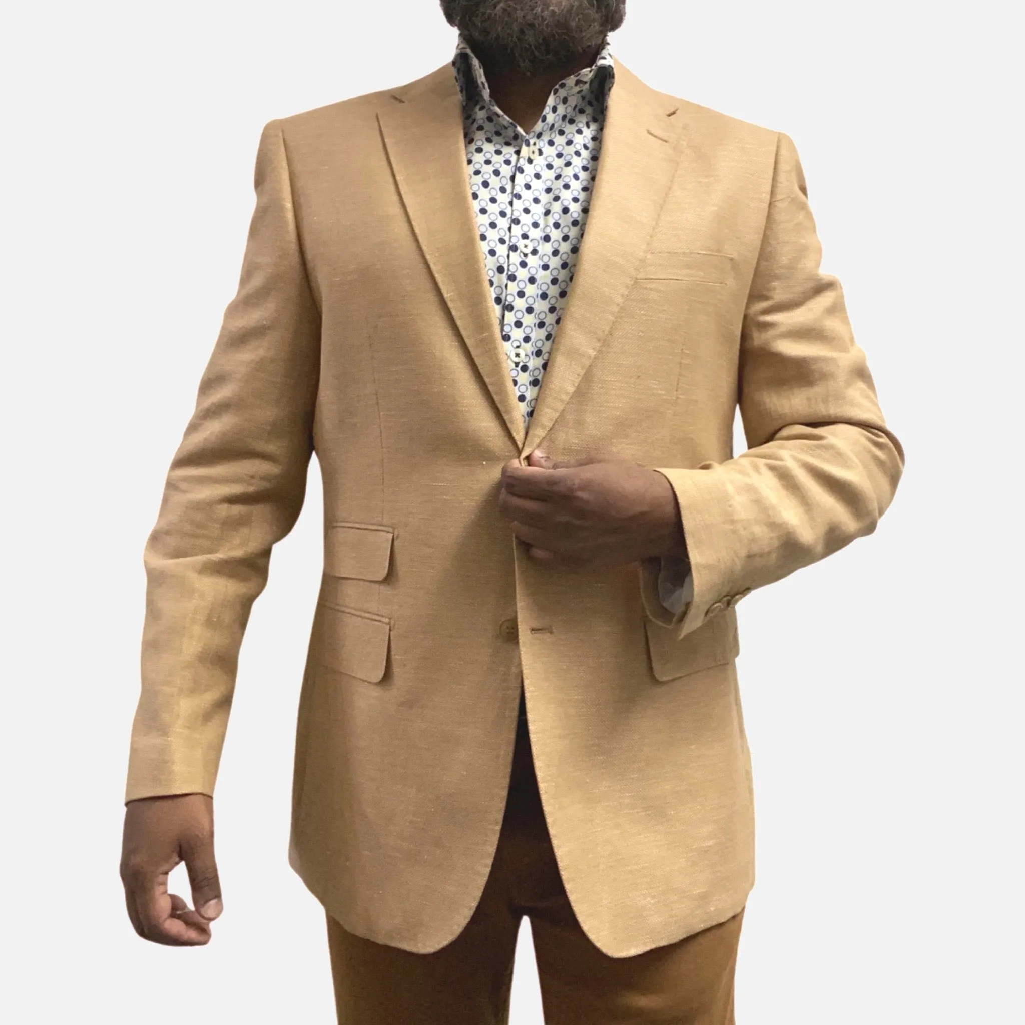 100% Linen Blazer For Men | Khaki | 42R