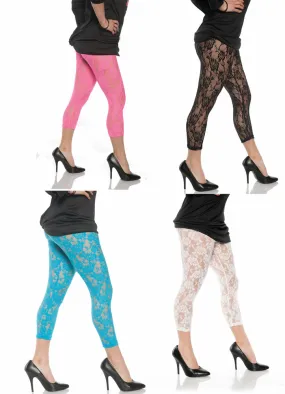 1980 80'S Pop Rock Star Punk Lace Footless Leggings Women