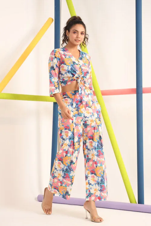 Abstract Bright Floral on Cotton Co ord Set