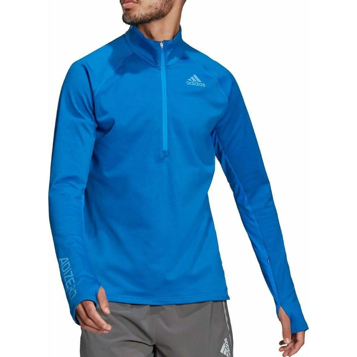 adidas Adizero Half Zip Long Sleeve Mens Running Top - Blue