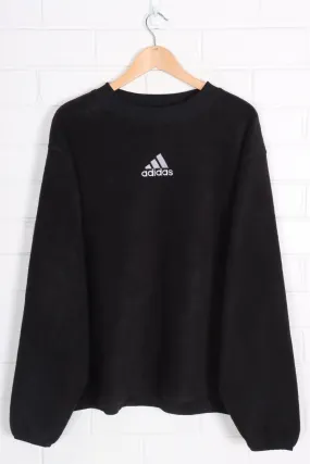 ADIDAS Black & White Embroidered Fleece Sweatshirt (XL)