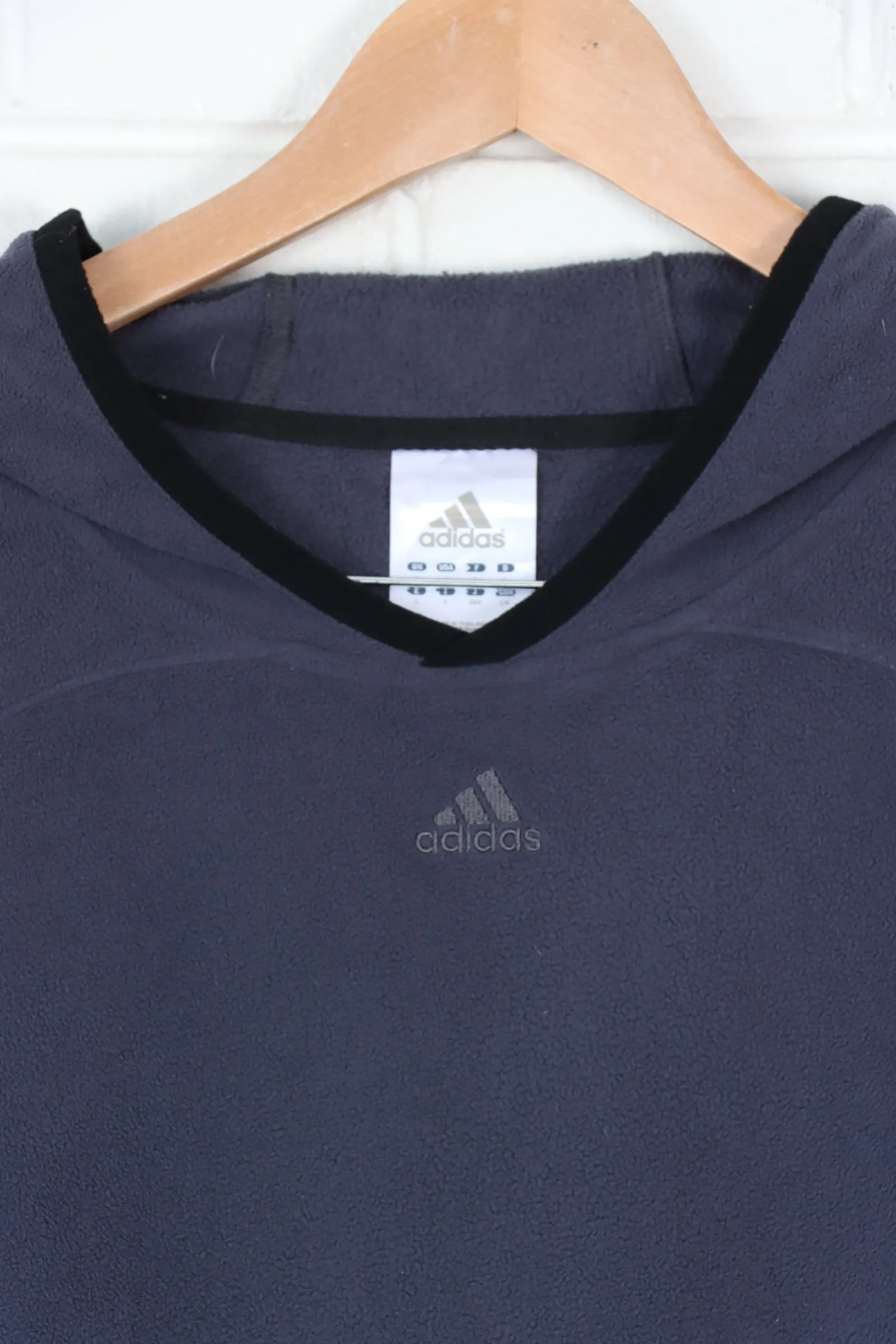 ADIDAS Dark Grey 3-Stripe Fleece Hoodie with Thumb Holes (XL)