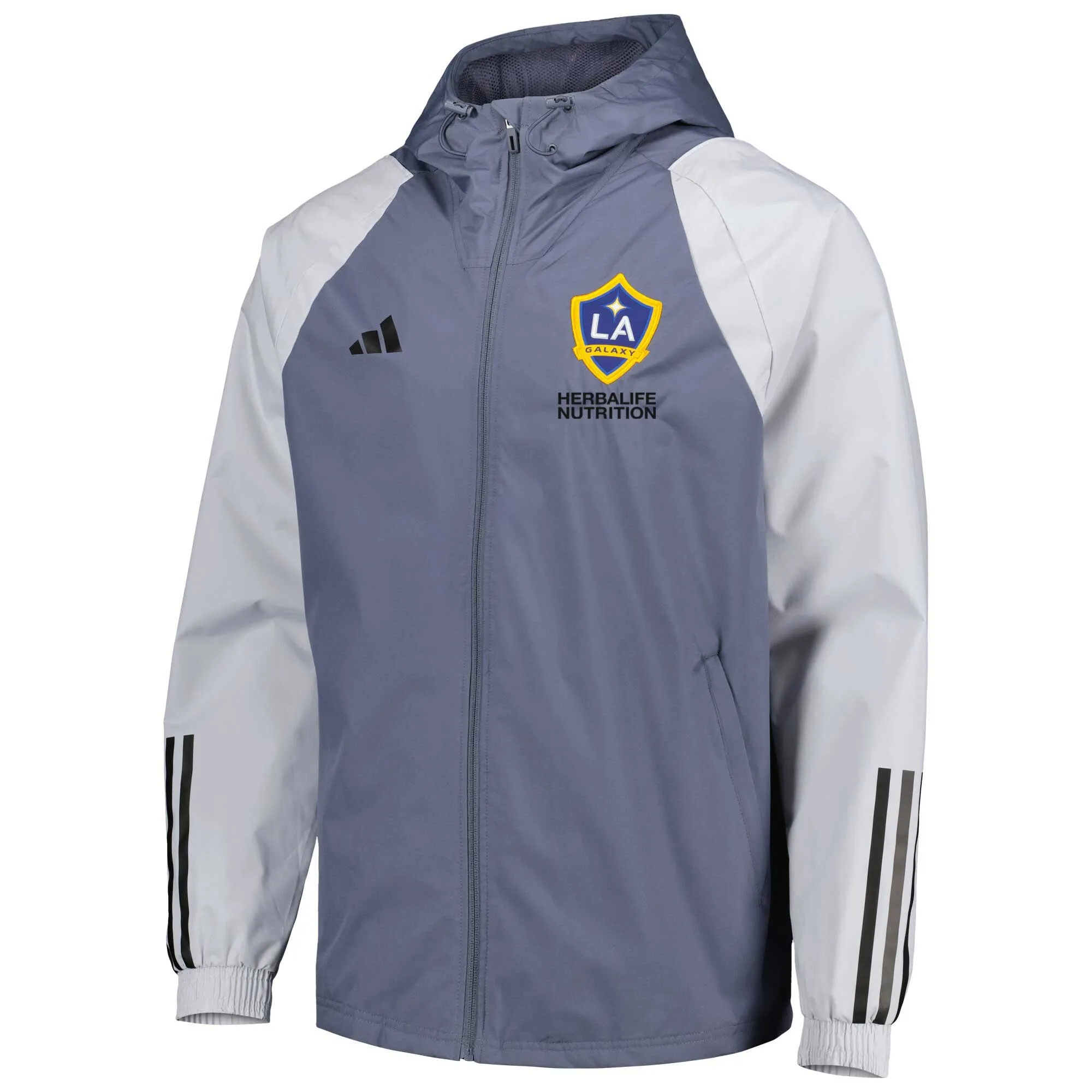 adidas Men's LA Galaxy Tiro 23 All-Weather Raglan Hoodie Grey