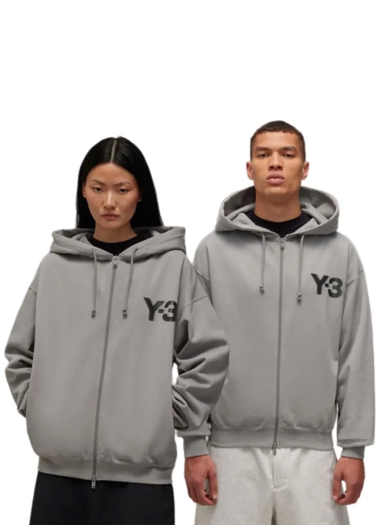 Adidas Y-3 Logo Zip Charcoal Solid Grey Hoodie