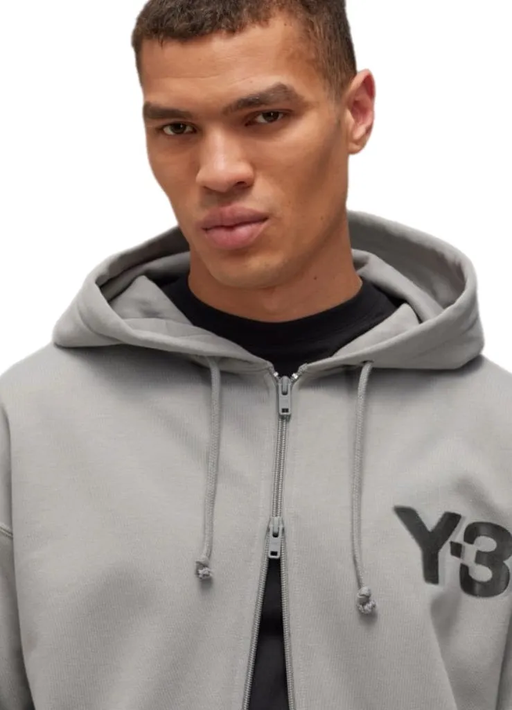 Adidas Y-3 Logo Zip Charcoal Solid Grey Hoodie