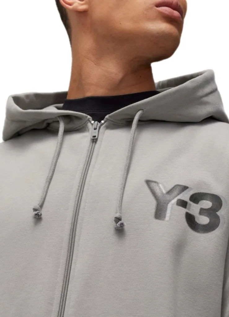 Adidas Y-3 Logo Zip Charcoal Solid Grey Hoodie