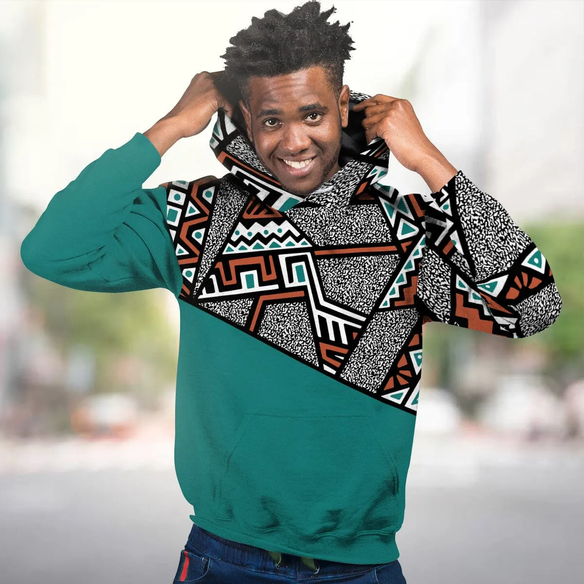 African Geometric Pattern All-over Hoodie