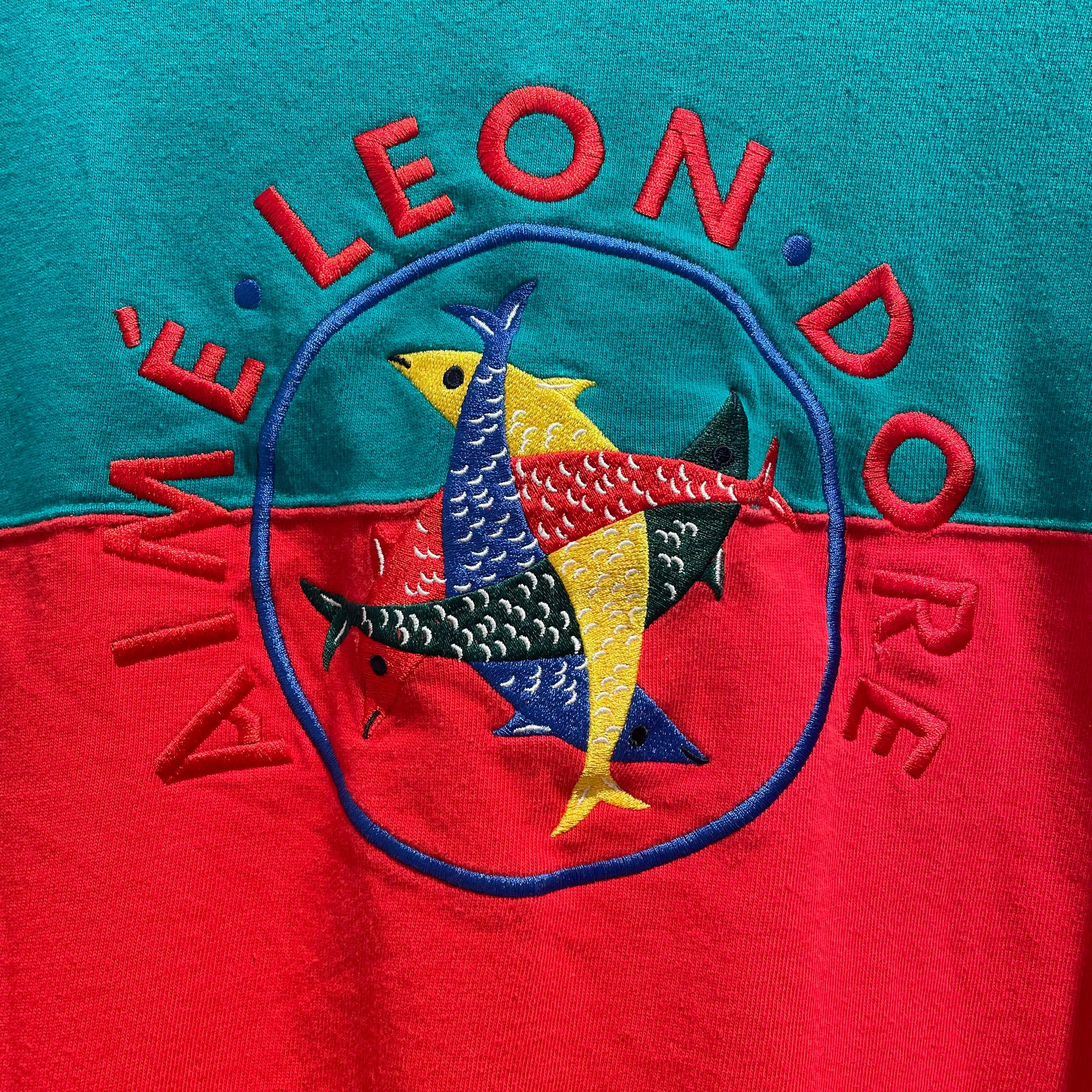 AIME LEON DORE/Sweatshirt/L/Cotton/BLU/BLUE RED WHITE/FISH ON BACK