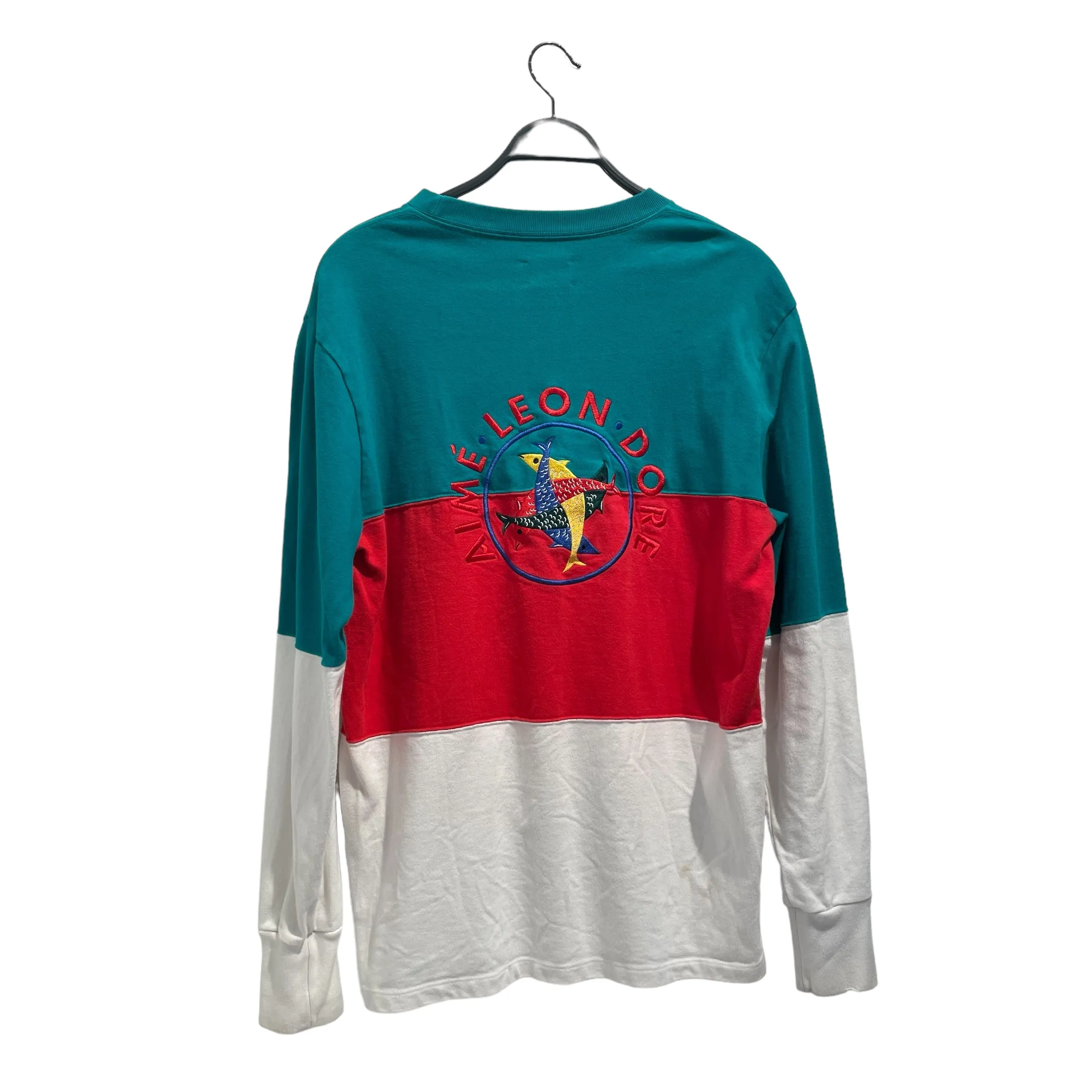 AIME LEON DORE/Sweatshirt/L/Cotton/BLU/BLUE RED WHITE/FISH ON BACK