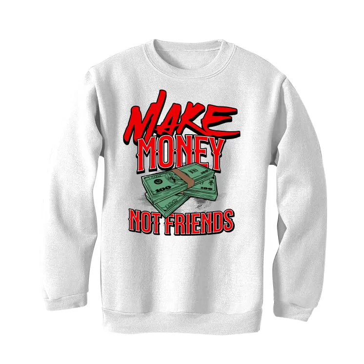 Air Jordan 4 Red Cement White T-Shirt - Make Money, Not Friends Design