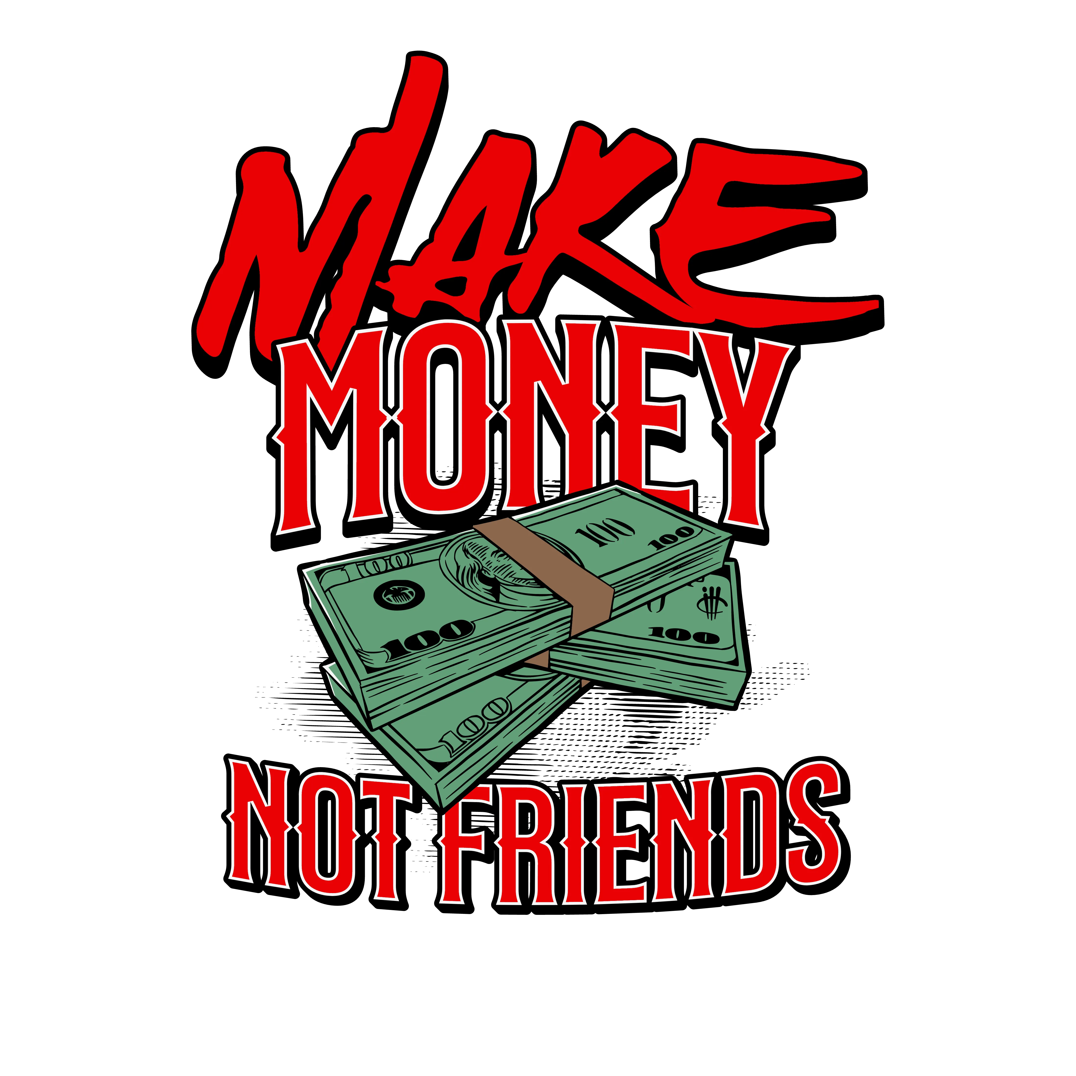 Air Jordan 4 Red Cement White T-Shirt - Make Money, Not Friends Design