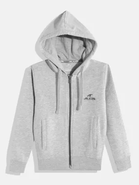 Alcis Boys Grey Solid Hooded Sweatshirt