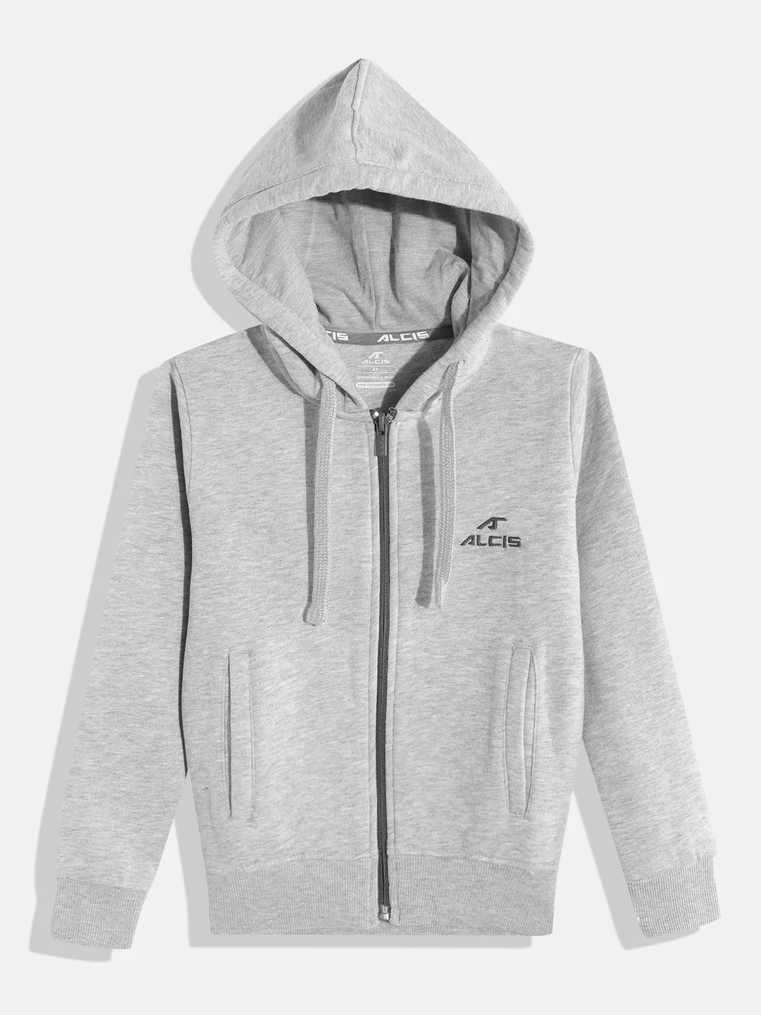 Alcis Boys Grey Solid Hooded Sweatshirt