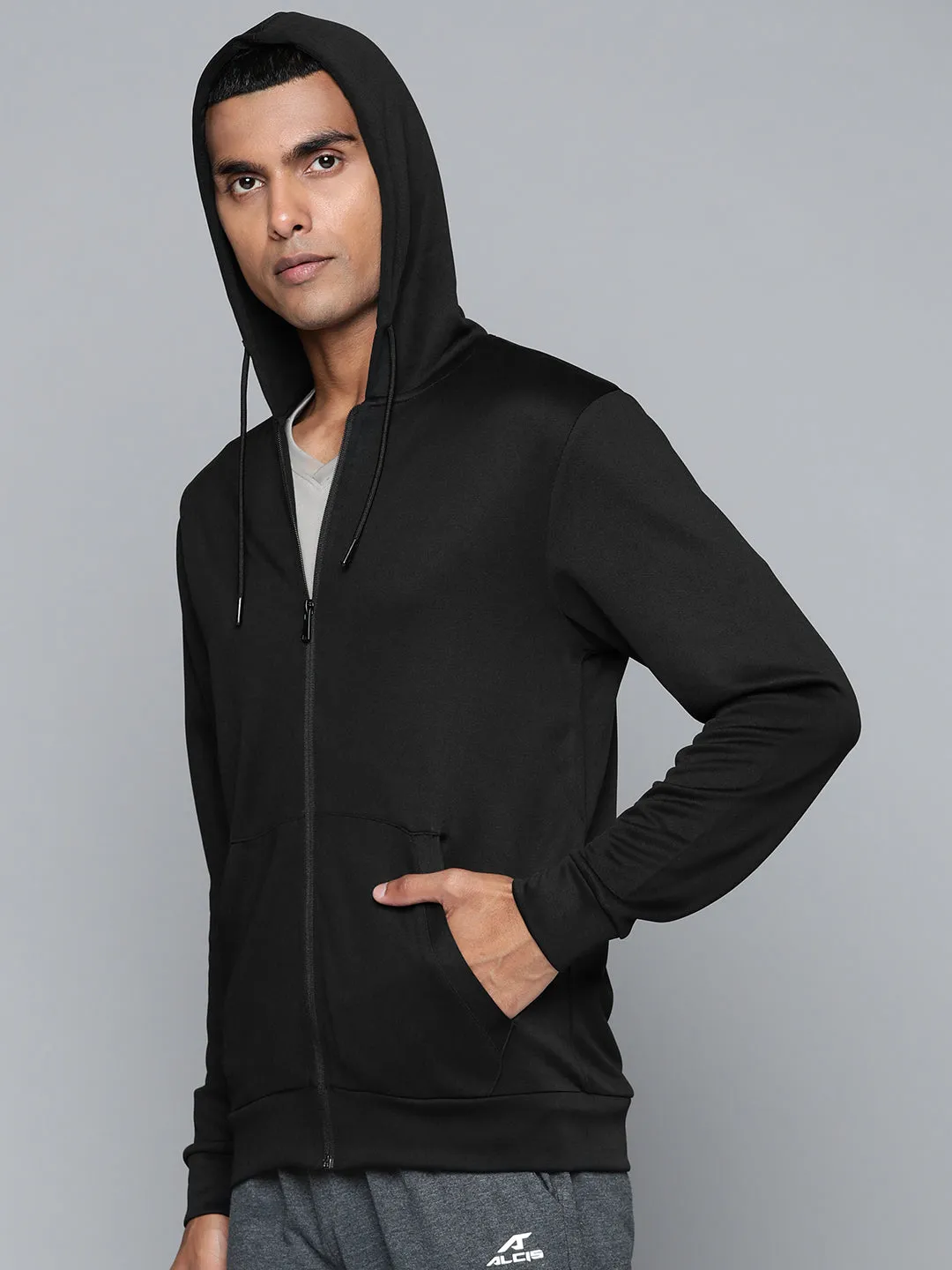 Alcis Men Black Hooded Sweatshirt