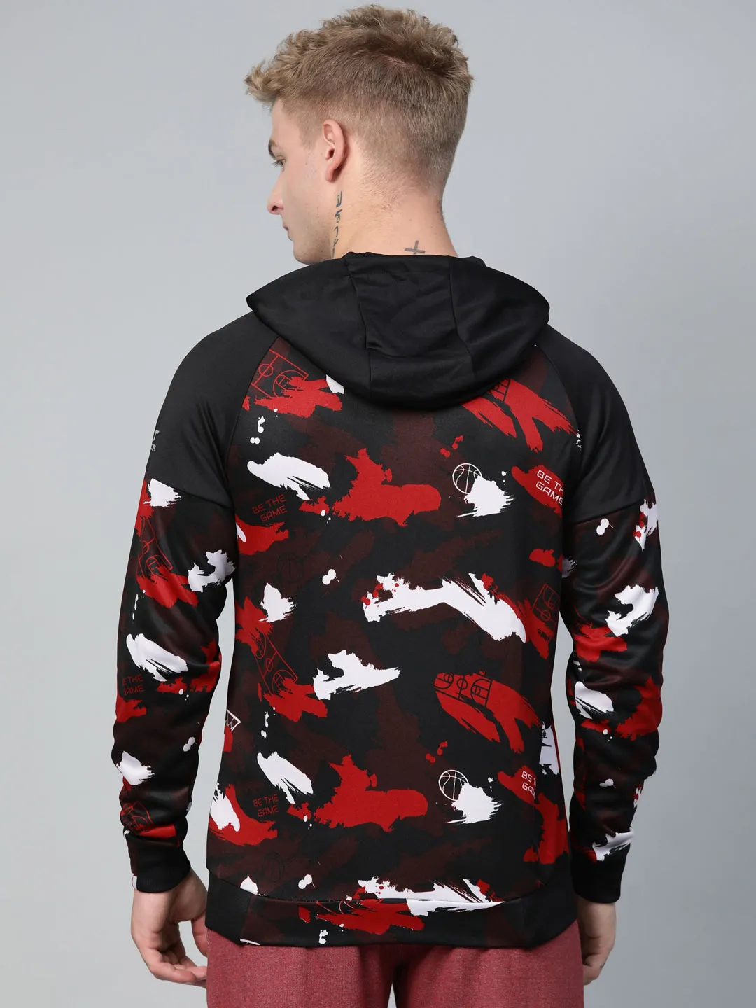 Alcis Mens Black and Red Graphic Hooded Sweatshirt - Stylish and Comfortable Activewear