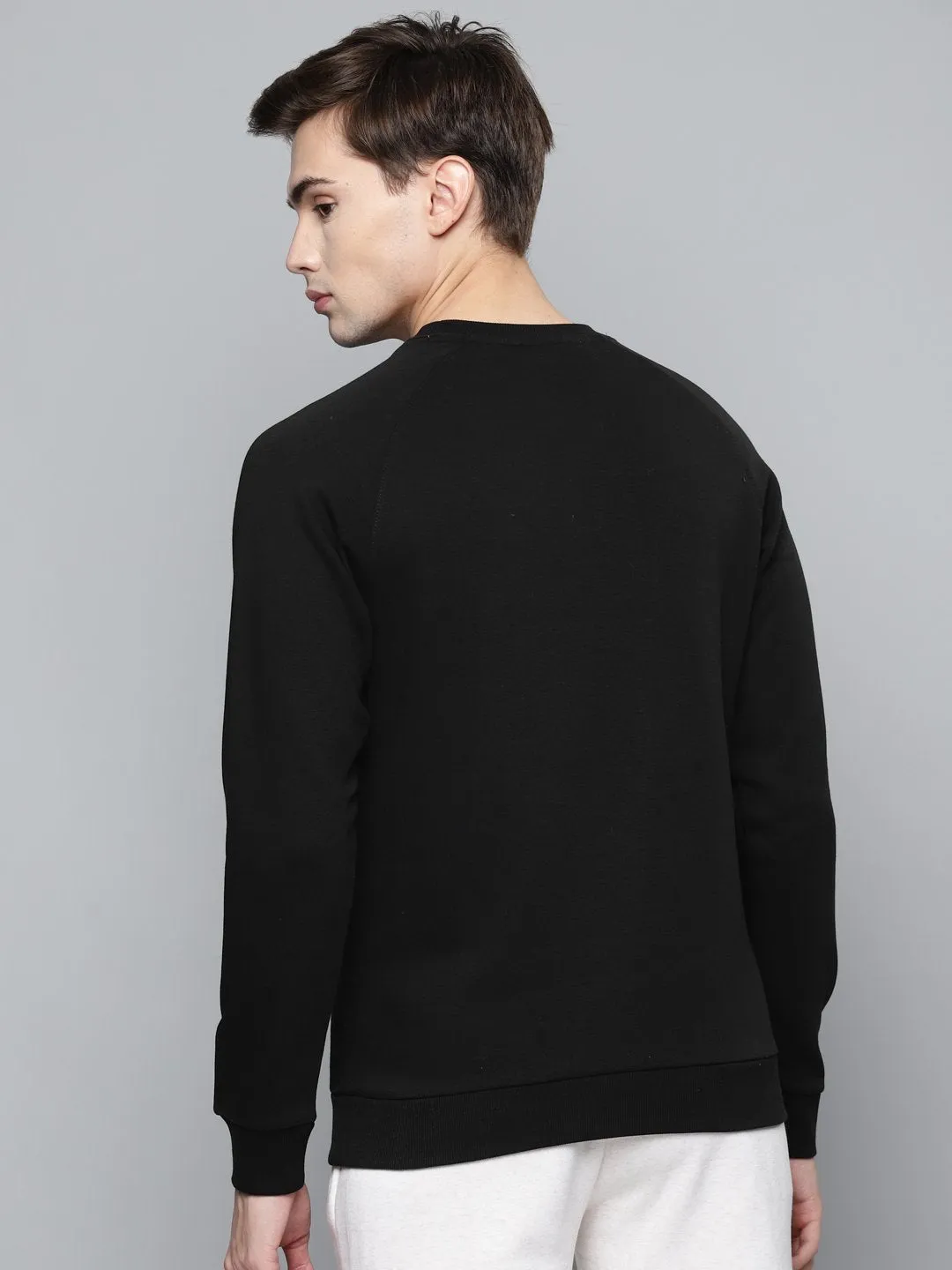 Alcis Men Black Solid Cotton Sweatshirt