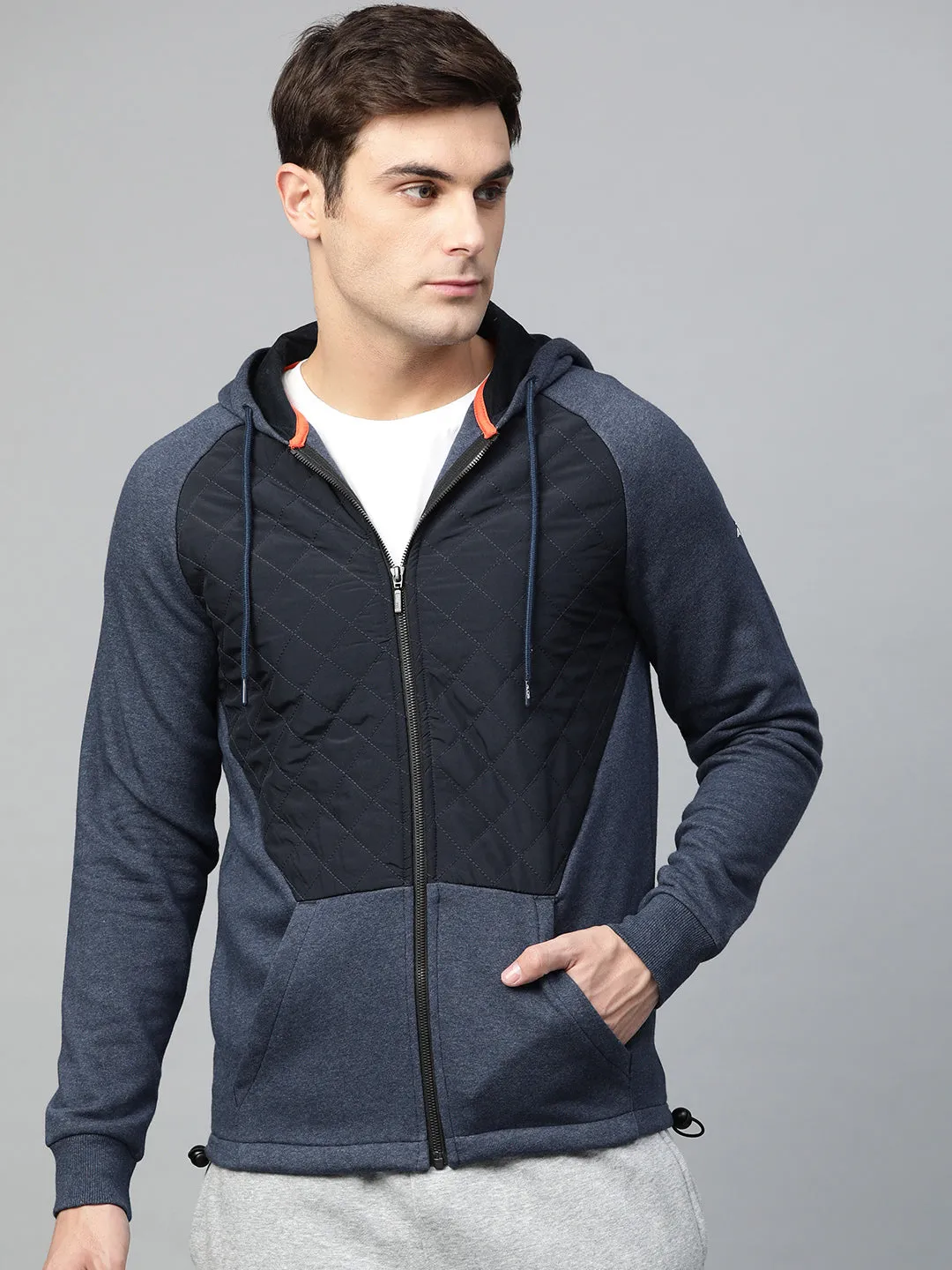 Alcis Mens Blue Colorblocked Hooded Sweatshirt - Stylish, Comfortable All-Season Layer