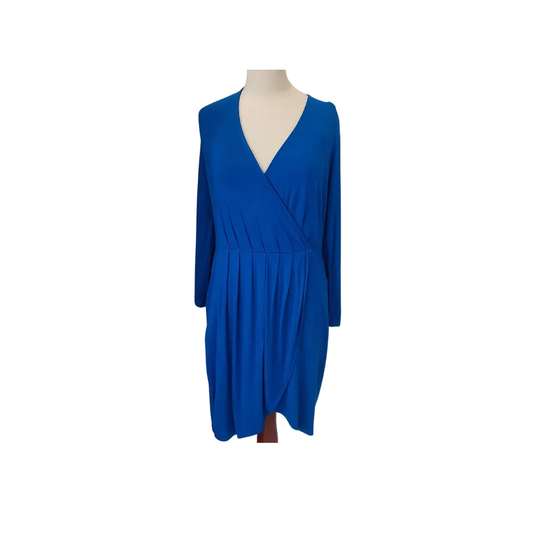 Amelia Electric Blue Crossover Midi Dress | Brand New |