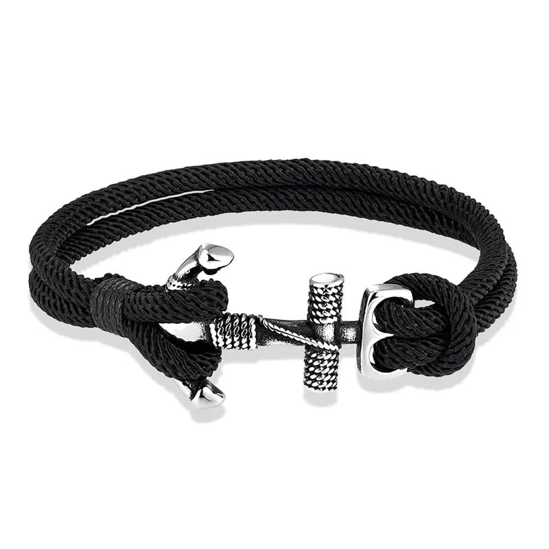 Ashore Shop Waterproof Anchor Bracelets Men Double Strand Nautical Survival Rope Bracelet For Women Stainless Steel