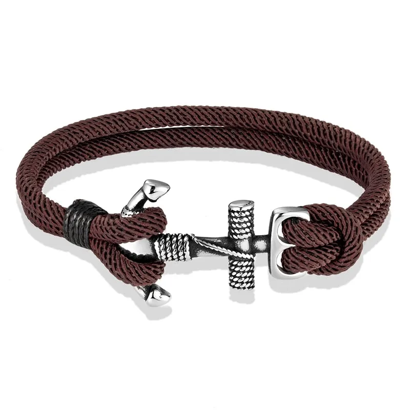 Ashore Shop Waterproof Anchor Bracelets Men Double Strand Nautical Survival Rope Bracelet For Women Stainless Steel