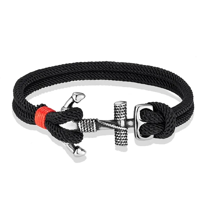 Ashore Shop Waterproof Anchor Bracelets Men Double Strand Nautical Survival Rope Bracelet For Women Stainless Steel