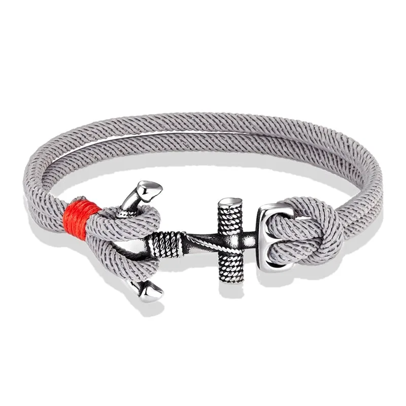 Ashore Shop Waterproof Anchor Bracelets Men Double Strand Nautical Survival Rope Bracelet For Women Stainless Steel