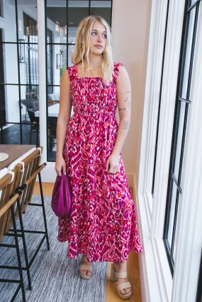 Aspen Smocked Maxi Dress, Fuchsia