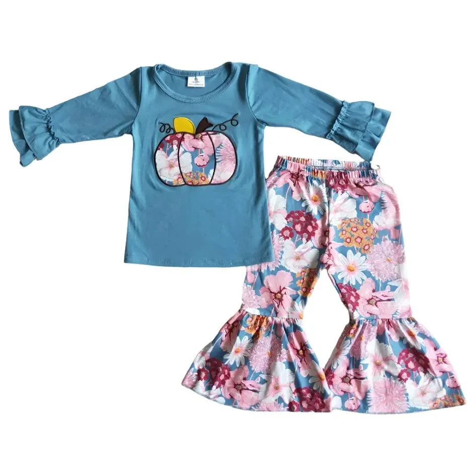 Autumn Floral Pumpkin - Girls Fall Outfit Western