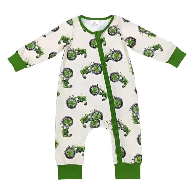 Baby Romper - Boys - Zip - Farm Western Tractor