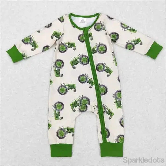 Baby Romper - Boys - Zip - Farm Western Tractor