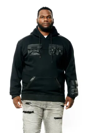 Big and Tall Mixed Media Utility Fleece Hoodie - Black