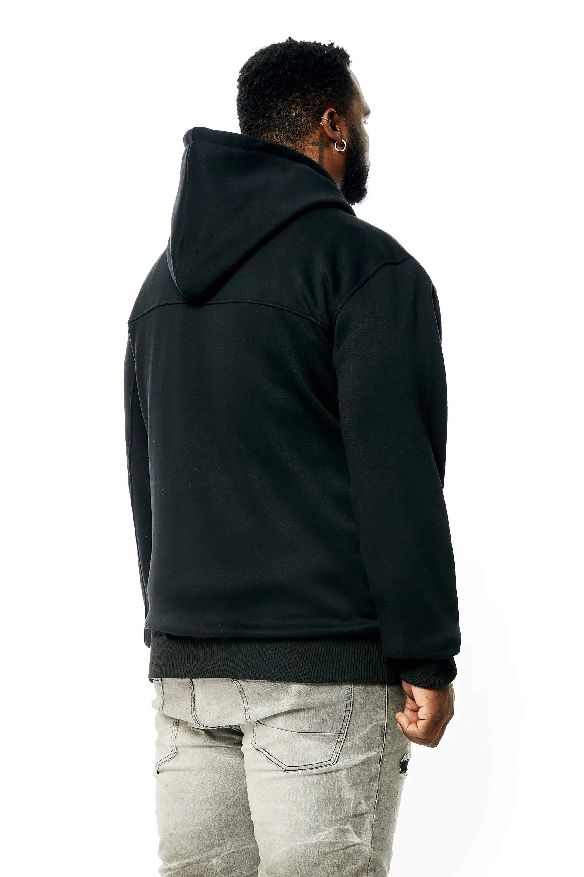 Big and Tall Mixed Media Utility Fleece Hoodie - Black