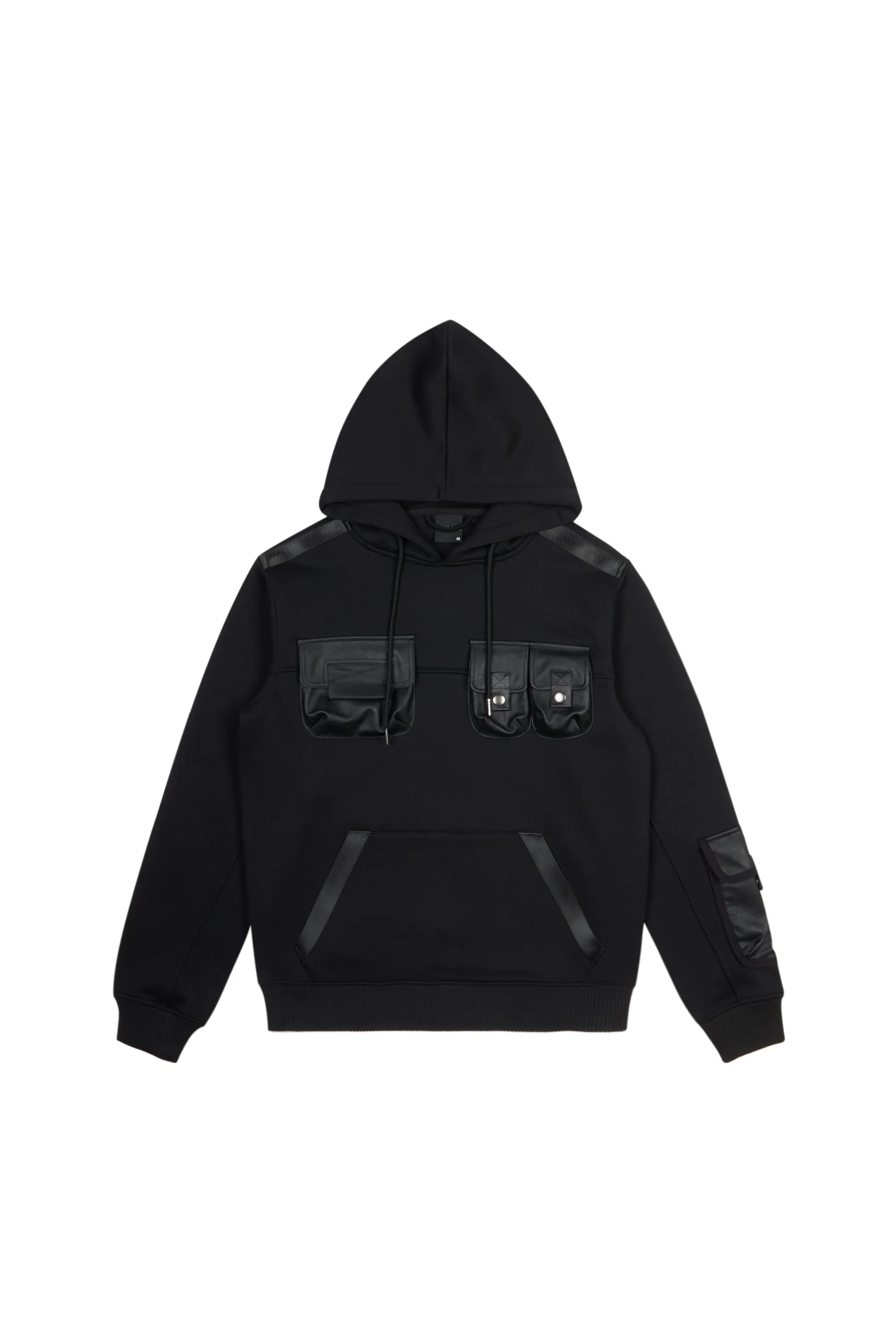 Big and Tall Mixed Media Utility Fleece Hoodie - Black