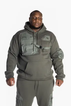 Big and Tall Utility Fashion Fleece Hoodie - Dark Olive