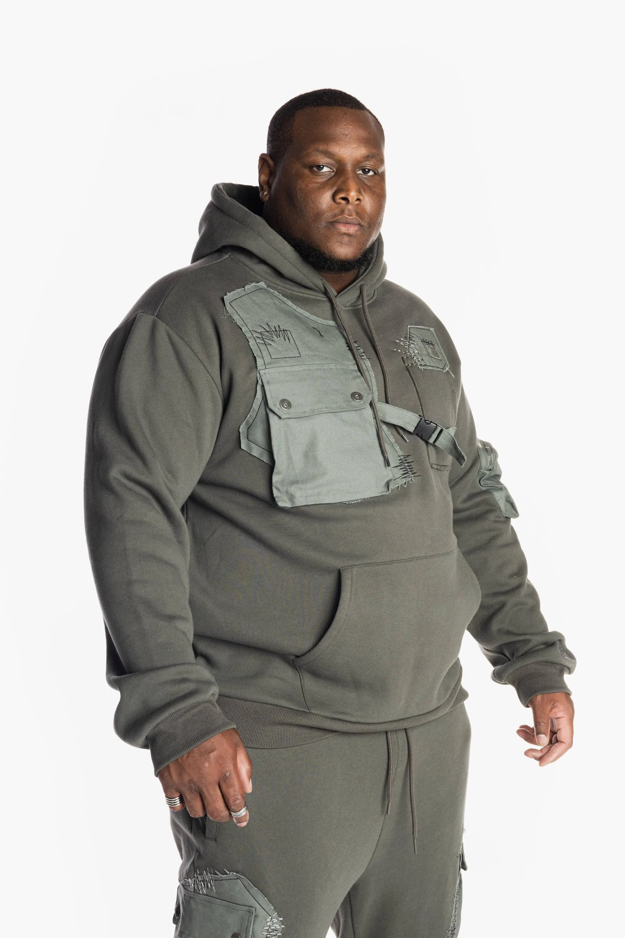 Big and Tall Utility Fashion Fleece Hoodie - Dark Olive