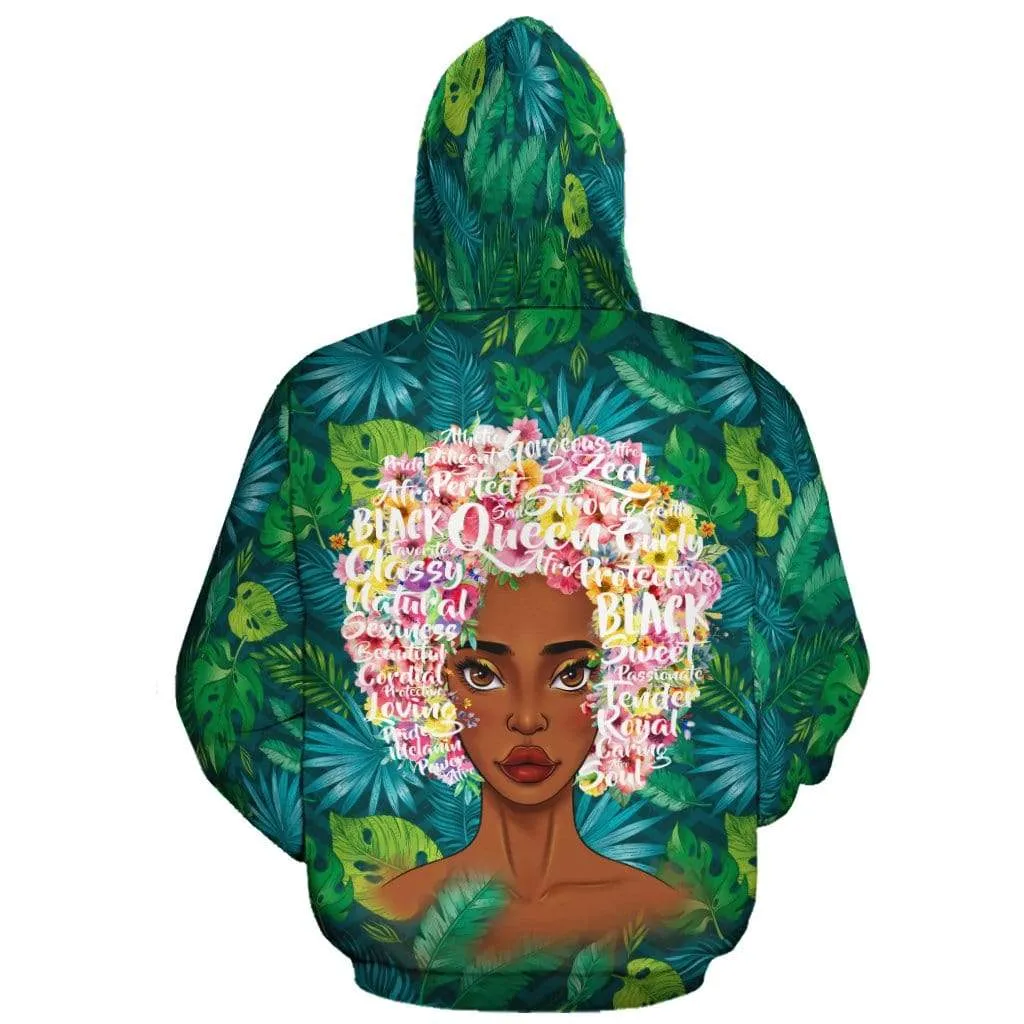 Black Girl Floral All-over Hoodie