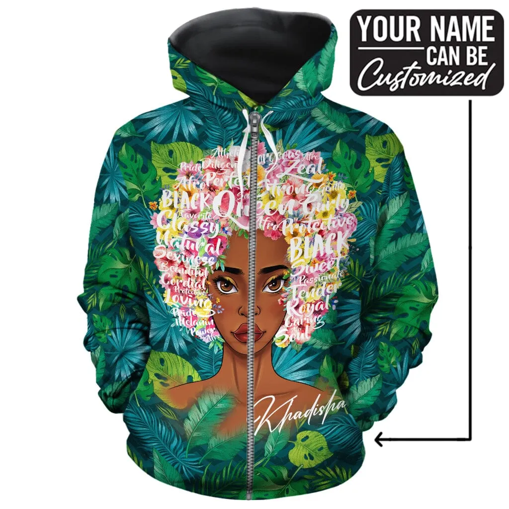 Black Girl Floral All-over Hoodie