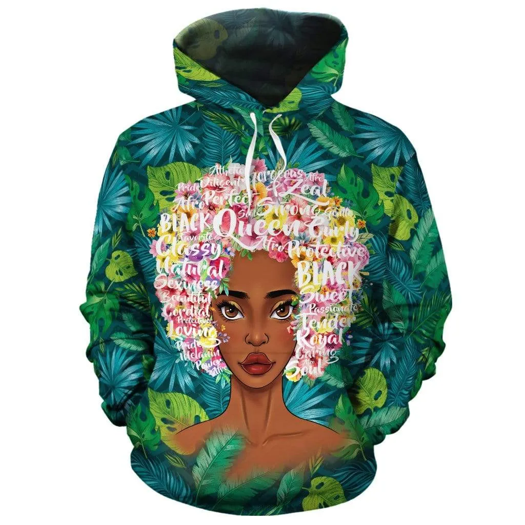 Black Girl Floral All-over Hoodie