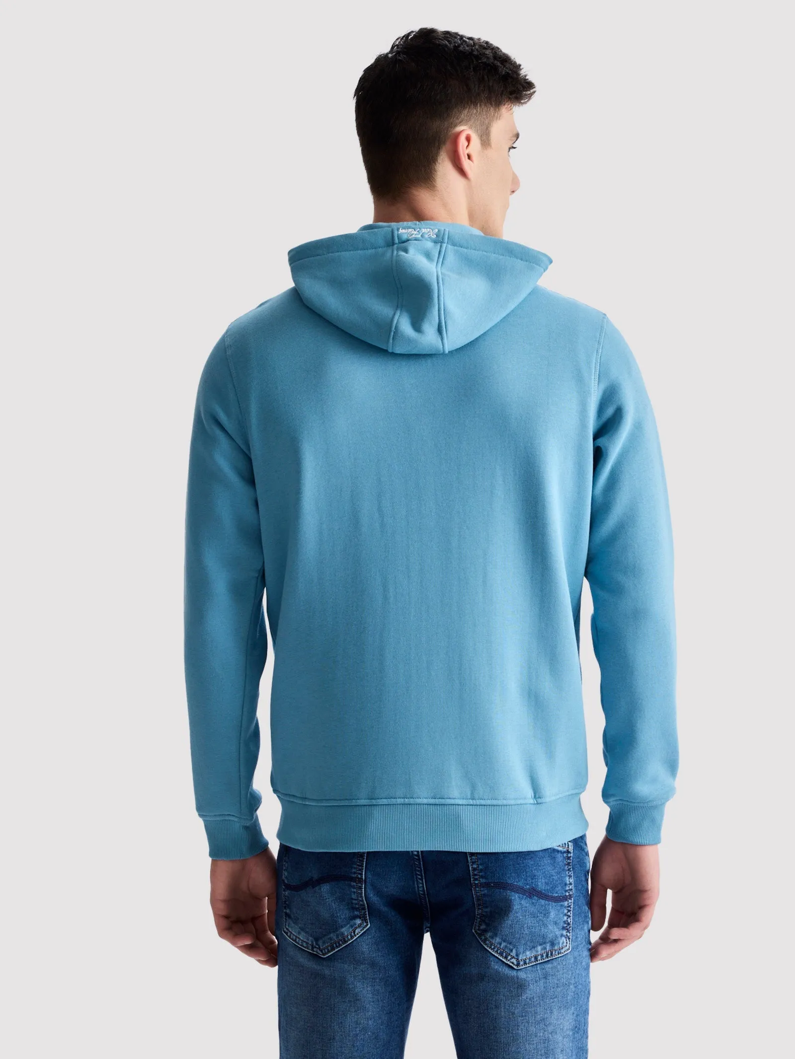 Blue Fleece Hooded Sweatshirt