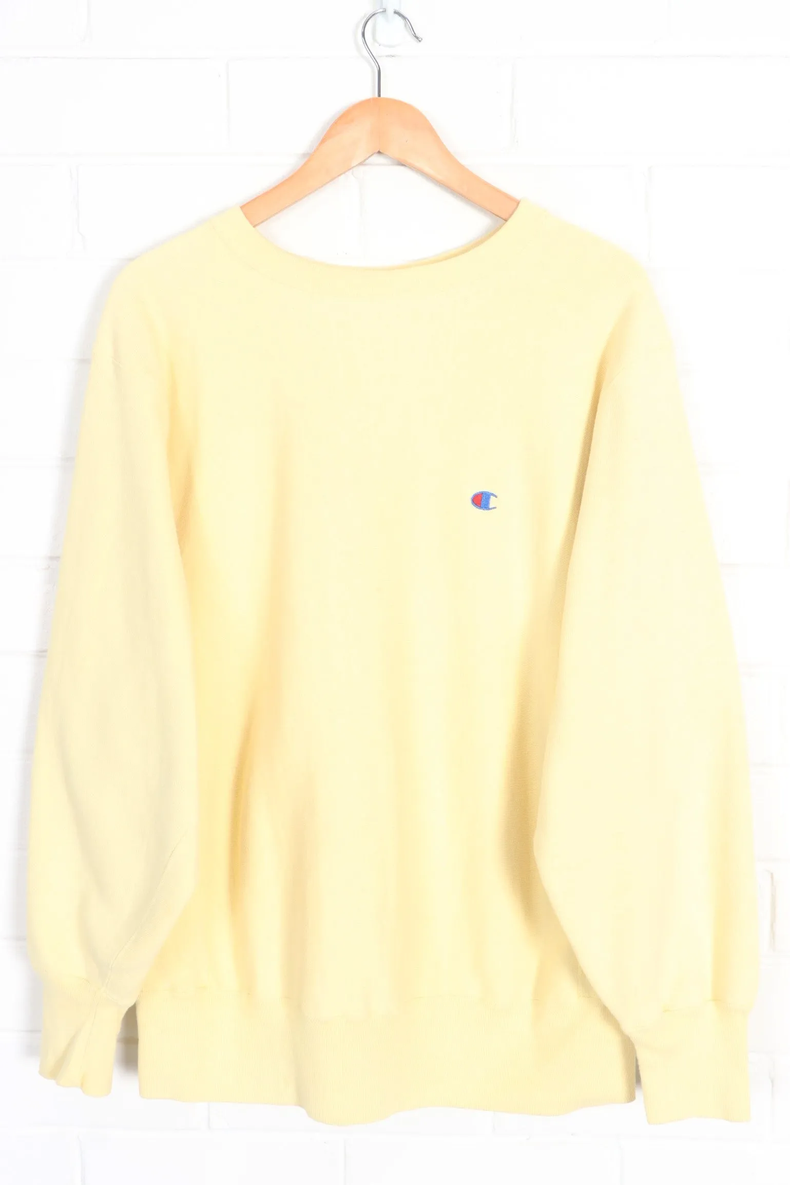 CHAMPION Reverse Weave Light Yellow Sweatshirt USA Made (L)