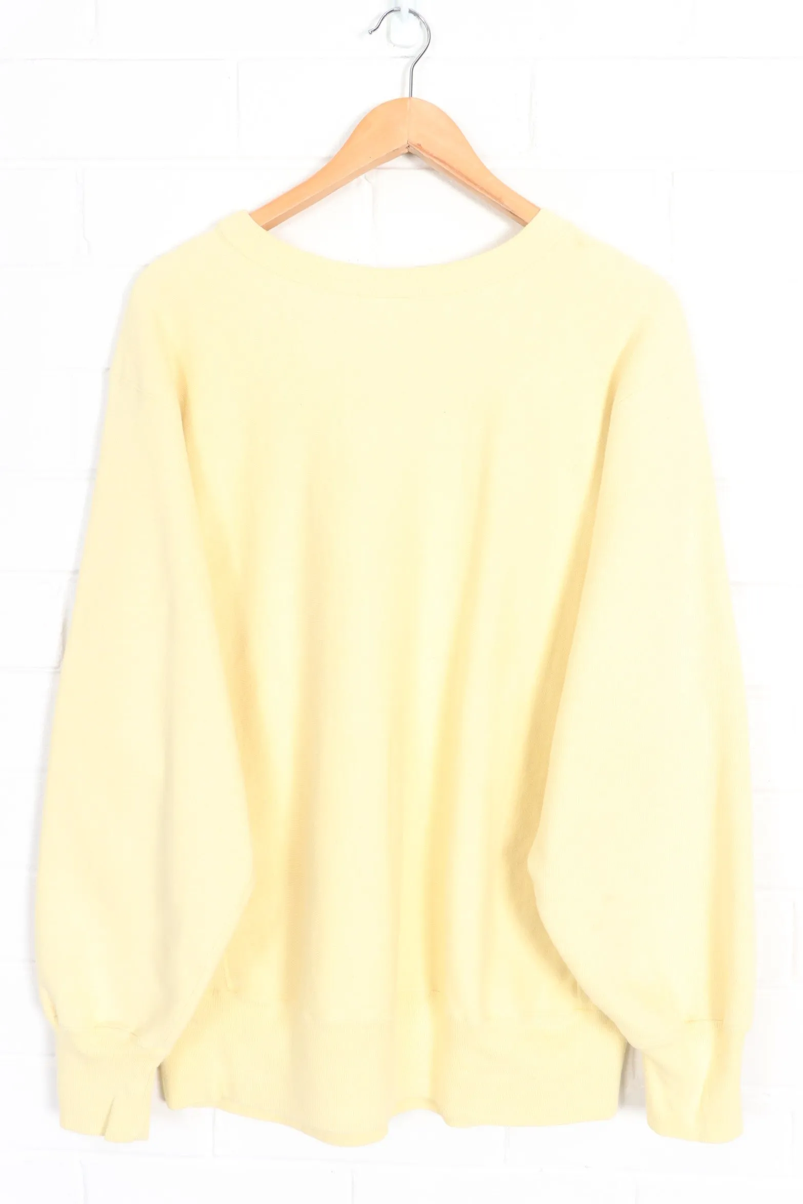 CHAMPION Reverse Weave Light Yellow Sweatshirt USA Made (L)