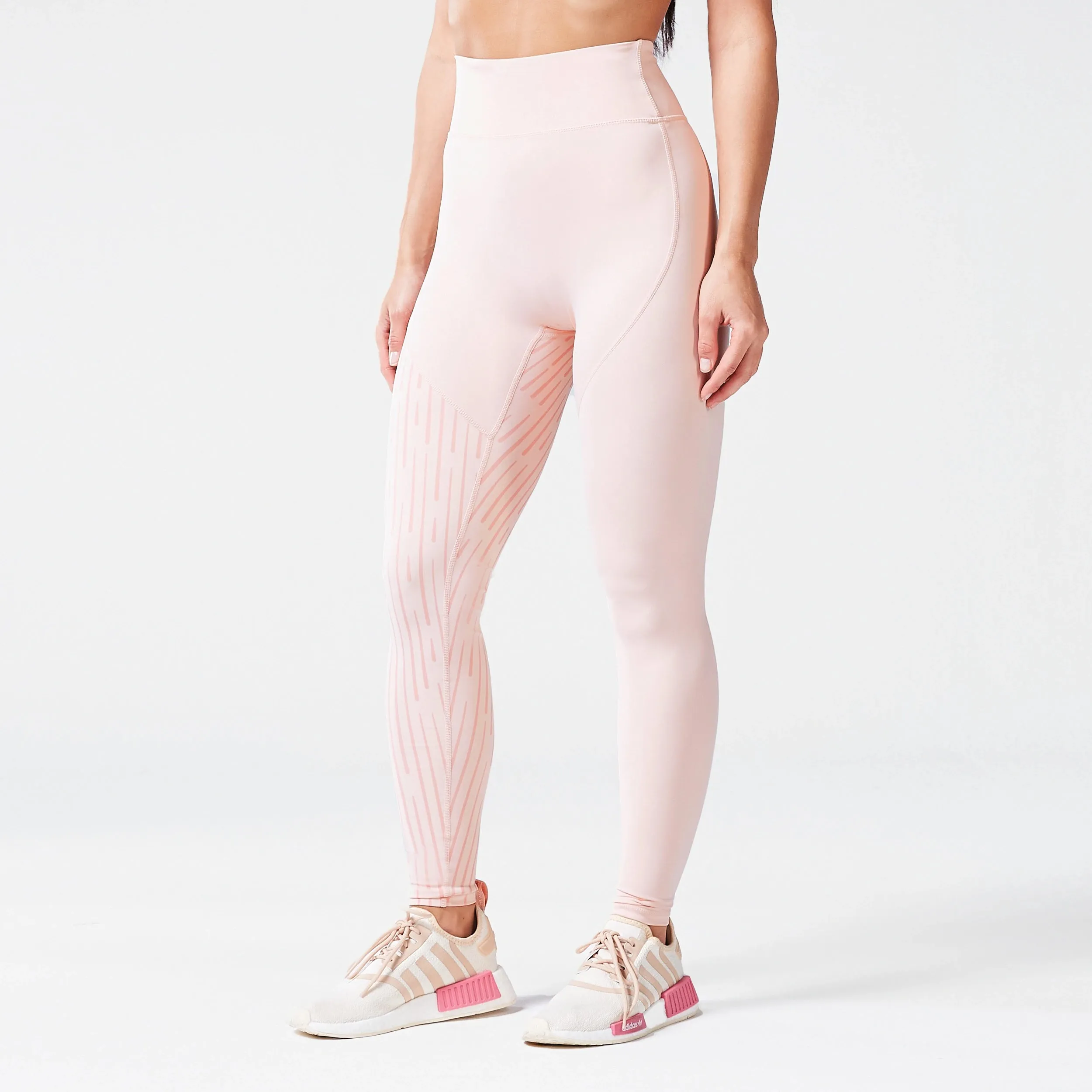 Code Asymmetric Graphic Leggings - Peach Whip