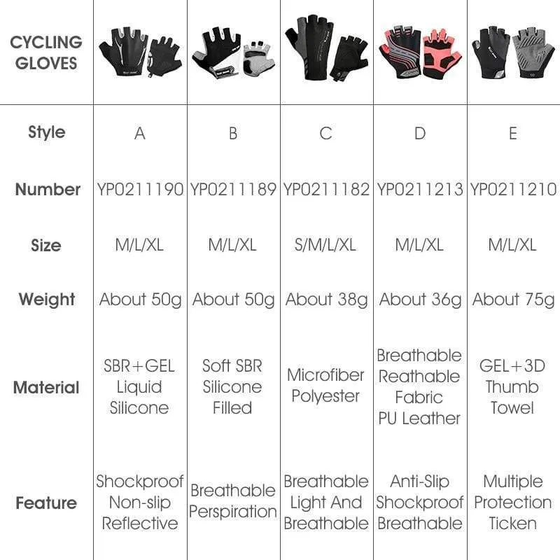 Cycling Gloves Half Finger Anti Slip Shockproof Bike Gloves Gel Pad Summer Women Men Sports MTB Road Bicycle Gloves