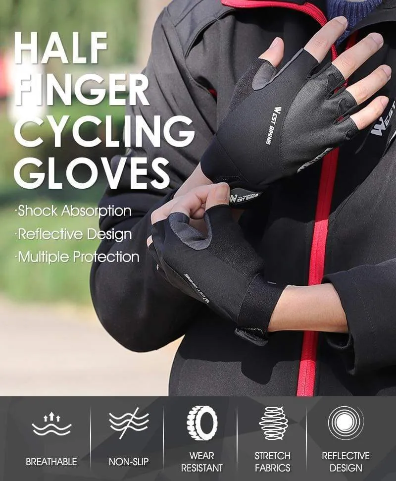 Cycling Gloves Half Finger Anti Slip Shockproof Bike Gloves Gel Pad Summer Women Men Sports MTB Road Bicycle Gloves