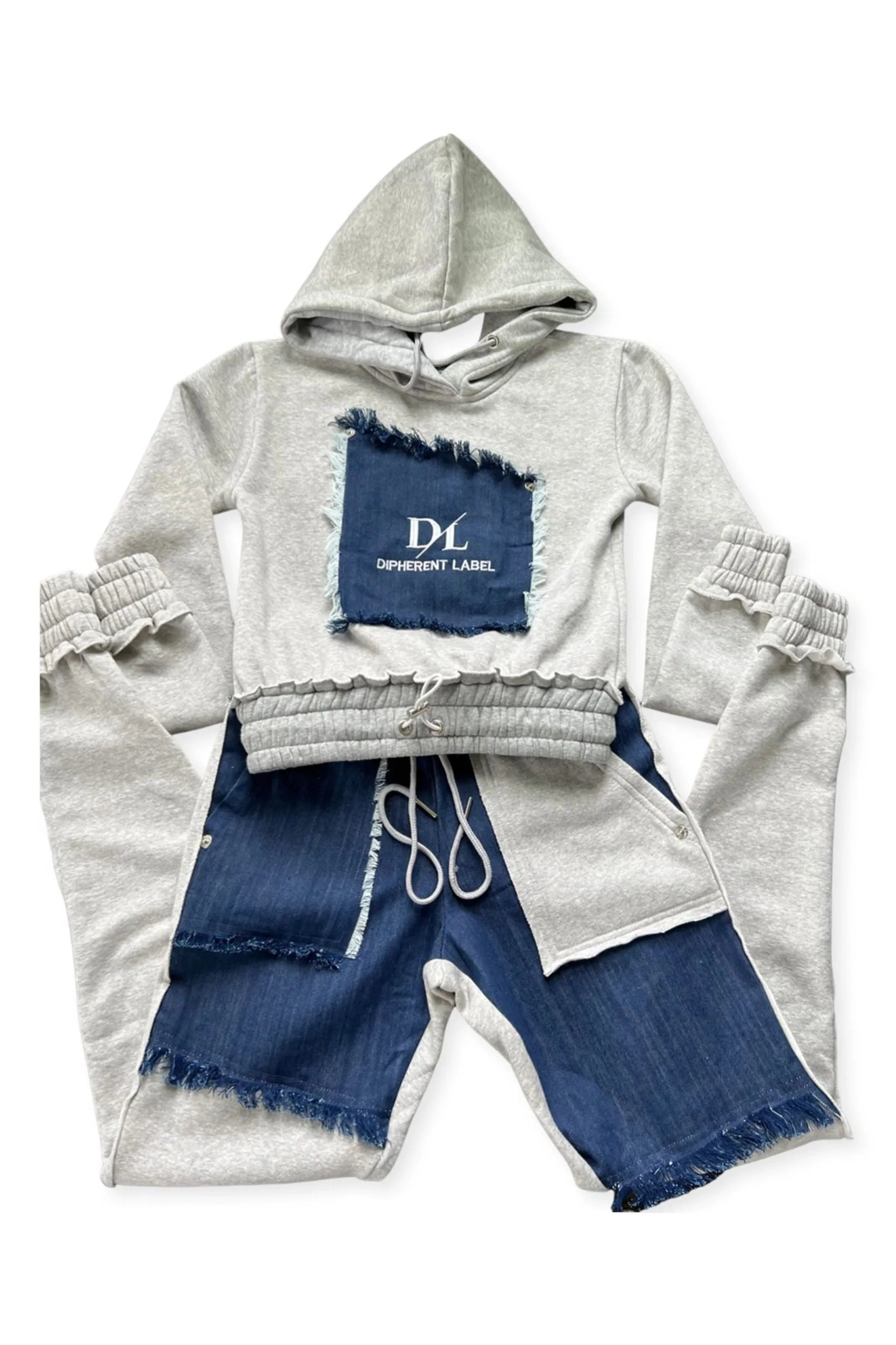 Denim Inside Out Crop Hoodie