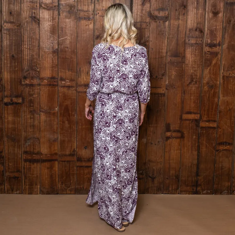 Feline Luxe V-Neck Maxi Dress Orchid