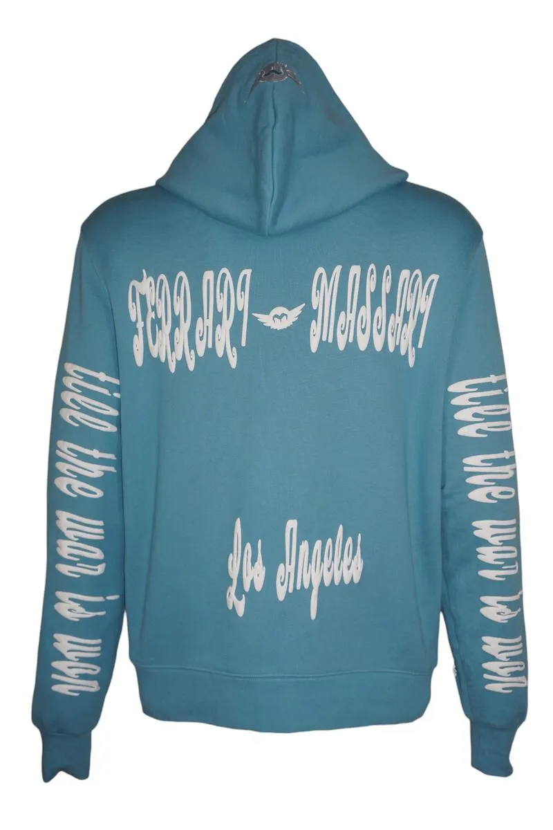 FERRARI MASSARI till the war is won skull HOODIE (BABY BLUE)