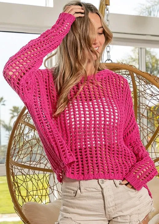 FINAL SALE  - Happiness Comes In Waves Crochet Beach Hoodie - 3 Colors!