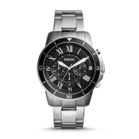 Grant Sport Chronograph Stainless Steel Watch, Black | Fossil